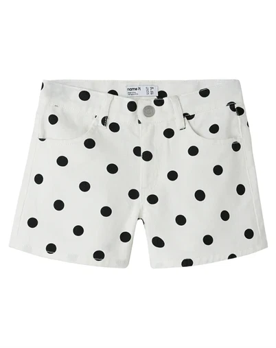 Name It - NKFRose Denim Shorts - Antique White/ Dot